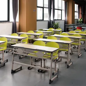 3-person desks and chairs set School activity training room many Seater study table for student