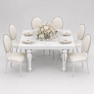 Elegante Mesa de Banquete Cuadrada de Acero Inoxidable Blanco con Diseño de Cuatro Patas para Eventos de Boda, Proyectos Hoteleros, Suministro al por Mayor - Product Image 1