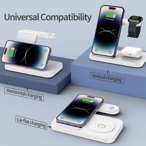 Base de Carga Multifuncional 3 en 1, Cargador Inalámbrico para <span class=keywords><strong>iPhone</strong></span>, <span class=keywords><strong>Apple</strong></span> <span class=keywords><strong>Watch</strong></span> y AirPods, Carga Rápida de 15W, Plegable - Product Image 5