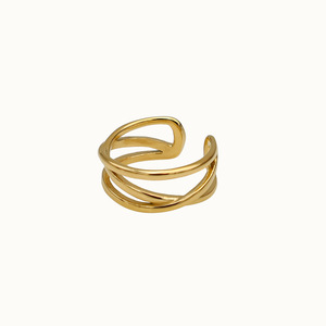 Cross Open <b>Titanium</b> Steel <b>Ring</b> For Women Gold Adjustable Index Finger Jewelry Geometric Design Retro Style - Product Image 5