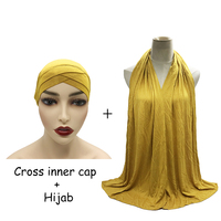 Arabische Baumwolle Rohr Kreuz innere muslimische Frauen Hijab Turban Set islamische Unter schal und Schal Hijab Anzug 2 Stück