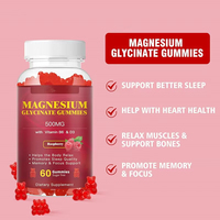 OLLI OEM Marque Privée Gommes à Mâcher au Glycinate de Magnésium Complexe Végétalien avec Calcium, Potassium, Vitamine D, B6, L-Théanine
