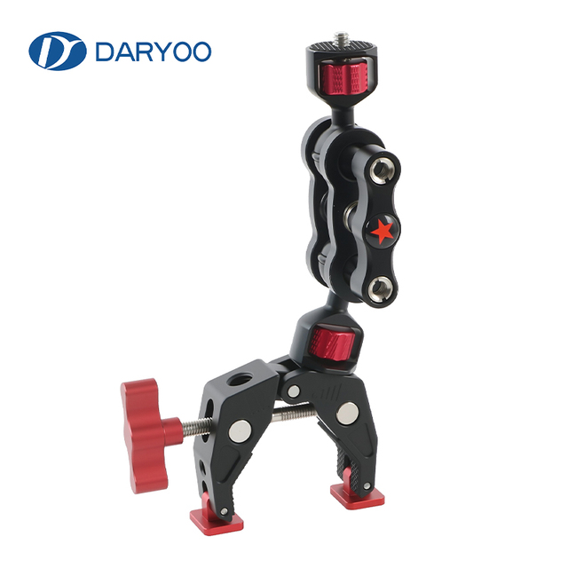 Super Clamp Camera Clamp Mount Monitor 360° Ball Head Magic Arm Double Ball Head Adapter for Canon Nikon DSLR Camera/Gopro