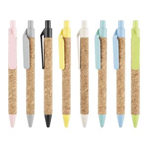 Stylo bille personnalisé en paille de blé et liège, fin et écologique, avec logo sur mesure – Cadeau promotionnel - Product Image 2