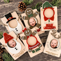 1pcs Porte-photo de vacances Cadeau de Noël Cadre photo en bois pour enfants pour Baby Shower Fête d'anniversaire Festivals Panneaux muraux Acrylique