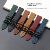 Tali Jam Kulit Asli Crazy Horse Vintage Baru dengan Gesper Pin untuk Gear S3 20/22mm