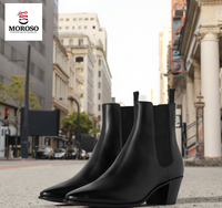 Bottines Chelsea en cuir véritable pour homme, talon de 6 cm, bout pointu, style européen