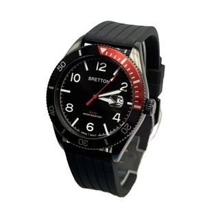 Montre pour homme avec cadran noir, accent rouge sur le cadran, bracelet en silicone, étanche 100 m, qualité supérieure, élégante, robuste, vente en gros - Product Image 3