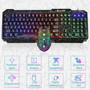 <span class=keywords><strong>Kit</strong></span> <span class=keywords><strong>clavier</strong></span> et <span class=keywords><strong>souris</strong></span> de jeu filaire SHIPADOO D620 104 touches avec rétroéclairage RGB coloré pour ordinateur portable, PC - Product Image 3