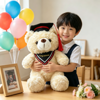 Ours en peluche de graduation en gros, ours en peluche avec toque de docteur, couleurs assorties, personnalisation OEM pour souvenir de graduation et cadeau pour machine à griffes