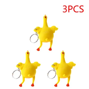 3 pièces Porte-clés Poulet Pondeuse <span class=keywords><strong>à</strong></span> Pression, Jouet Amusant et Portable, Petit Outil de Farce - Product Image 6