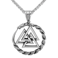 Collier Amulette Triple Triangle Viking Nordique Tendance, Design Vintage, Rune, Dragon en Acier Inoxydable pour Hommes et Femmes
