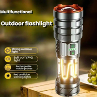 Linterna de Buceo Táctica LED Impermeable IP65, Haz Ajustable, 10000 Lúmenes, Distancia del Haz de 500-600 Metros, Recargable por USB