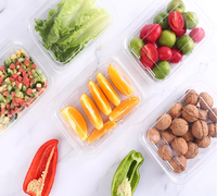 Boîte en plastique transparente Récipient alimentaire en PET personnalisé de plusieurs tailles Boîte à fruits Tear Brace Container avec couvercle