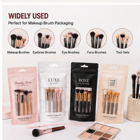 Sachet refermable mat imprimé sur mesure avec fenêtre transparente, pochette en aluminium pour l'emballage des pinceaux de maquillage