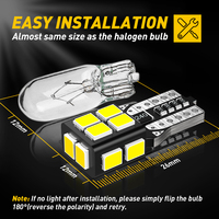 Bombilla LED AUXITO T10 194 W5W 6000K Ámbar 12V, la más vendida de la fábrica, para luz interior de coche.