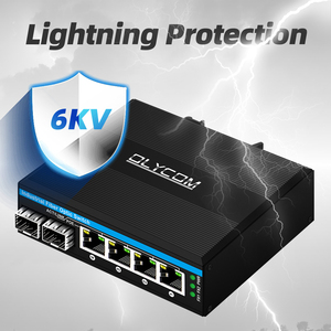 Mini 6 cổng Gigabit <span class=keywords><strong>Ethernet</strong></span> chuyển đổi PoE chuyển đổi Din Rail 2 SFP + 4 RJ45 DC48-52V đầu vào nguồn kép - Product Image 5