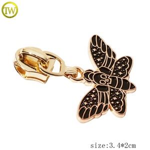 Logotipo personalizado hecho a mano Zip Slider Butterfly Pulls Auto-Lock Metal Zipper Tag para carteras Bolsos Prendas de vestir Botas - Product Image 2
