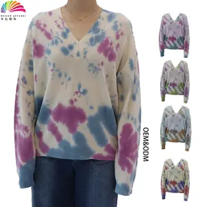 Großhandel Tie Dye Wolle benutzer definierte Strick Damen Pullover für den Alltag