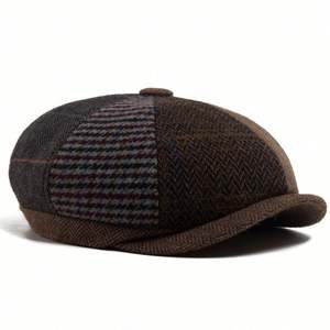 Gorra Newsboy de 8 Paneles con Múltiples Parches de Tela, Estilo Británico Vintage, para Hombre, Moda Otoño Invierno 2025 - Product Image 3