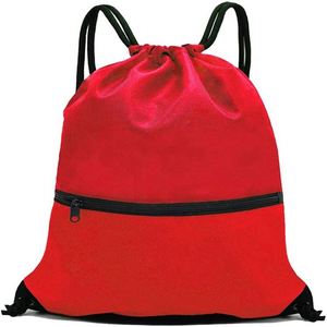 Free Sample Packaging Polyester Sports <b>Backpack</b> Drawstring Bag with Pouch - Product Image 5