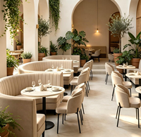 Ensemble de banquettes de restaurant moderne, table et chaises pour restaurant familial, mobilier de restaurant commercial minimaliste, sur mesure
