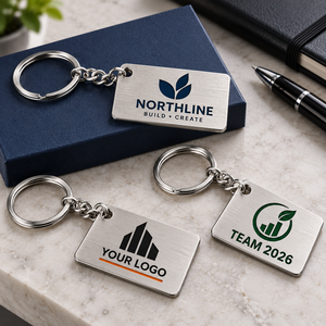Llaveros Personalizados de Acero Inoxidable Cepillado con Logotipo Grabado a Láser, Anillos Metálicos para Regalos Corporativos, Fabricación OEM ODM - Product Image 1