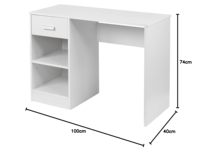 Bureau d'ordinateur pour la maison, poste de travail, table d'étude avec étagères de rangement et tiroirs, en MDF écologique et durable, pour chambre et bureau
