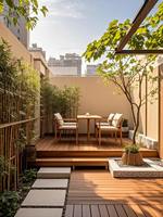 Planches de terrasse en composite bois-plastique SUNC Modern Hollow - Revêtement de sol extérieur écologique avec protection UV et installation par clipsage