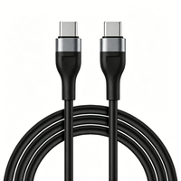 Kabel Pengisian Cepat USB C ke C 60W, Kabel Sinkronisasi Data Silikon Lembut untuk Samsung Galaxy S24 iPhone 16/15 iPad MacBook
