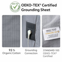 Drap-housse de mise à la terre | Drap de lit conducteur en coton avec fibres d'argent pour un meilleur sommeil, un soulagement du stress et un bien-être naturel