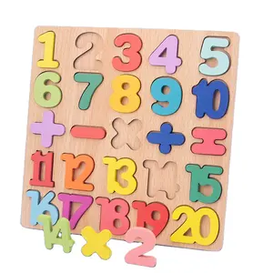 2023 wooden early education learning toys diy colorful number 3d digital kids wooden alphabet puzzle