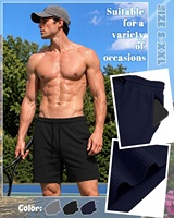 Shorts athlétiques pour hommes en tissu gaufré uni, 7 pouces, extensibles, avec cordon de serrage et taille élastique, vente en gros OEM en vrac