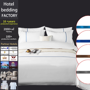 Suministros para Hoteles, Juego de Ropa de Cama de Hotel de Cinco Estrellas, 300 Hilos, <span class=keywords><strong>Lujo</strong></span>, Blanco, 100% Algodón Puro, Sábanas y <span class=keywords><strong>Fundas</strong></span> de Edredón, Juego de 4 Piezas - Product Image 2