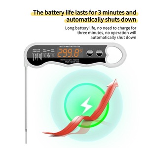 0,6s Ultraschnelles Wiederaufladbares Digitales Fleischthermometer mit 304 Edelstahl-Sonde Faltbares Wasserdichtes LED-Display für Lebensmittel BBQ Grill - Product Image 6
