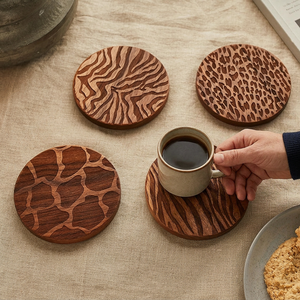 Laser Engraved Resin and Wood Coasters with Artistic Painting Themes, Custom Handmade Gifts and <b>Craft</b> Decor - Product Image 1