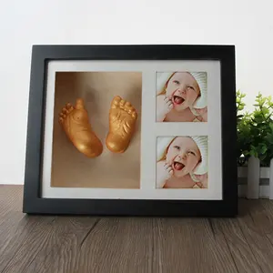 Kit de fundición 3D de alta calidad para bebé, personalizado, 8x10, marco de exhibición de caja profunda de madera blanca, venta al por mayor