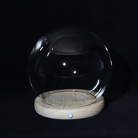 Cloche en verre Cloche Dôme avec plateau en bois de bambou Pièce maîtresse décorative DIY Cloche en verre de table Cloche Dôme en vente