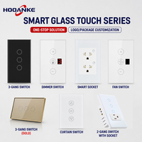 Série d'interrupteurs et de prises muraux tactiles intelligents Hooanke, panneau en verre trempé 100-240V, commande vocale, variateur d'intensité, interrupteur pour rideaux et ventilateurs