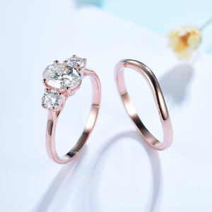 Kuololit HK 585 10K 14K Rose Gold <b>Set</b> <b>Rings</b> <b>Set</b> For Women 1.5CT Oval Moissanite Luxury <b>Ring</b> for Engagement Anniversary Wedding - Product Image 6
