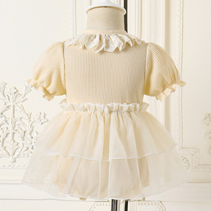 Dulce bebé <span class=keywords><strong>para</strong></span> verano Casual encaje cumpleaños cuello redondo botón <span class=keywords><strong>para</strong></span> bebés niñas pequeños - Product Image 2