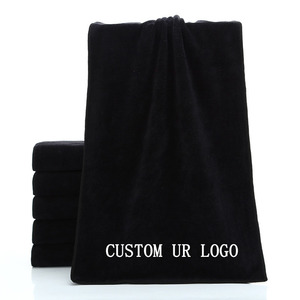 Personnalisé Salon De <span class=keywords><strong>Coiffure</strong></span> Noir <span class=keywords><strong>Microfibre</strong></span> Barber <span class=keywords><strong>Serviette</strong></span> Avec LOGO - Product Image 2