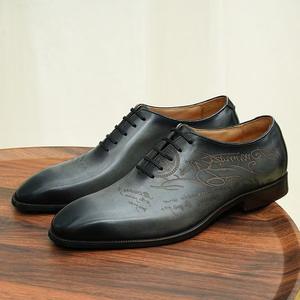 Chaussures Oxford en cuir véritable pour hommes, style britannique haut de gamme, formelles, à lacets, bout pointu, fabriquées à la main, avec semelles antidérapantes - Product Image 6