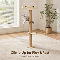 Arbre à chat multi-niveaux du sol au plafond, tour à chat multifonctionnelle de luxe en bois massif, en stock, livraison rapide