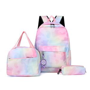 Casual Solid Color Classic Bulk <b>Backpack</b> Single Shoulder Pencil case Three Piece Set Student <b>Backpack</b> - Product Image 6