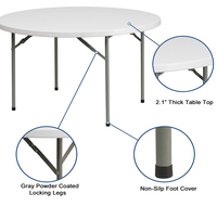 Table de réception ronde pliable en plastique HDPE blanc de haute qualité, 6 pieds, en vente