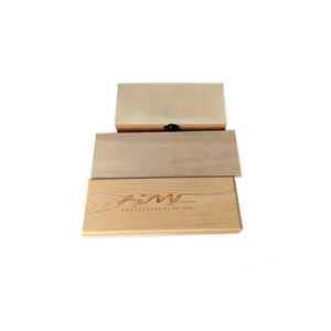 Caja de tijera de madera estrecha y larga, tapa izquierda Natural para regalo de peluquería - Product Image 3