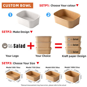 Hot bán phân hủy sinh học giấy kraft dùng một lần ăn trưa hộp biểu tượng tùy chỉnh vuông Take-out container - Product Image 3