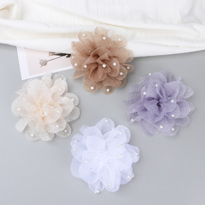 Elegant Pearl Mesh Flower Brooches For <b>Wedding</b> Hair <b>Accessories</b> Women's Clothing Shoes Bags Decorative Floral Ornament - Product Image 2