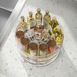 Estante de especias giratorio de doble capa, caja de almacenamiento de condimentos multifuncional, suministros de cocina, contenedor de almacenamiento de alimentos - Product Image 4